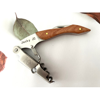 個人化木柄紅洒開瓶器 